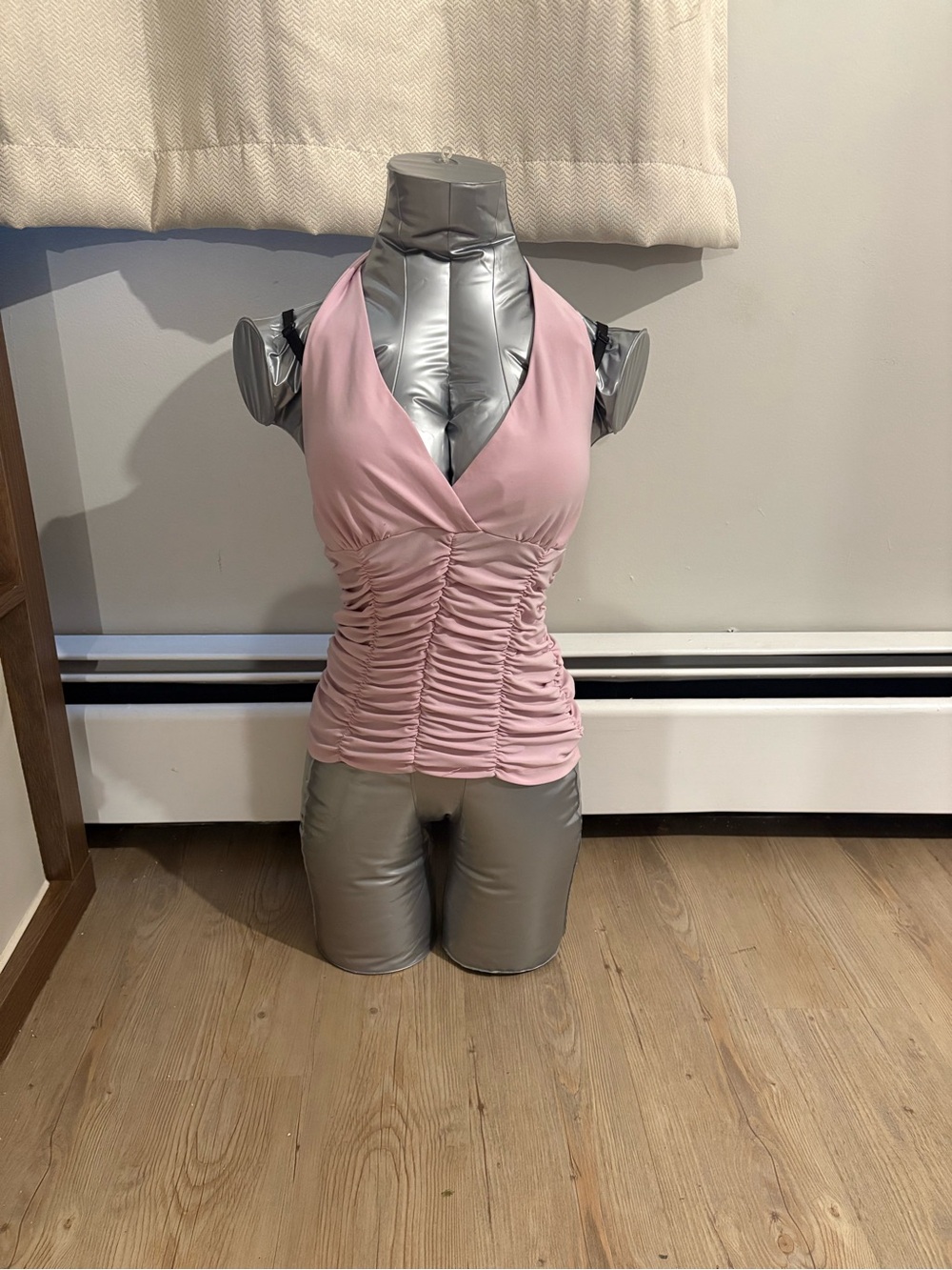 Suzy Shier Pink Ruched Halter Camisole
